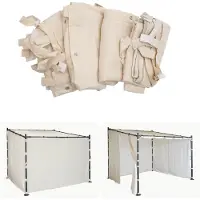 Mendler 4er-Set Seitenwand für Pergola HWC-A22, Ersatzseitenwand Pavillon, 3x3m Polyester creme
