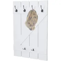 Mendler Wandgarderobe HWC-D13, Garderobe Garderobenpaneel, 6 Haken 91x60cm ~ weiß lackiert