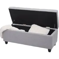 Mendler Aufbewahrungs-Truhe Kriens, Sitzbank Bank, Stoff/Textil, 45x114x45cm FSC-zertifiziert ~ hellgrau