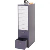 Mendler Rollcontainer Boston T851, Schubladenschrank Stahlschrank, 110x28x41cm 8 Schubladen ~ dunkelgrau weiß-dunkelgrau