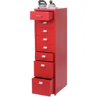 Mendler Rollcontainer Boston T851, Schubladenschrank Stahlschrank, 110x28x41cm 8 Schubladen ~ rot