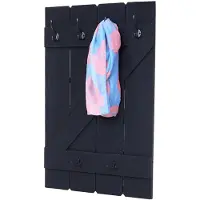 Mendler Wandgarderobe HWC-D13, Garderobe Garderobenpaneel, 6 Haken 91x60cm ~ dunkelgrau shabby