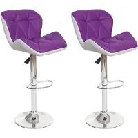Mendler 2er-Set Barhocker HWC-A92, Barstuhl Tresenhocker, höhenverstellbar Kunstleder lila