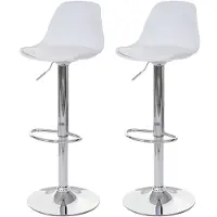 Mendler 2er-Set Barhocker HWC-B14, Tresenhocker Barstuhl Drehhocker, Kunstleder weiß