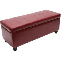 Mendler Bank Sitzbank MIT Aufbewahrung Kriens Leder + Kunstleder 112x45x45cm FSC-zertifiziert ~ rot