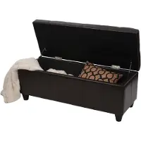 Mendler Aufbewahrungs-Truhe Kriens, Sitzbank Bank, Kunstleder, 45x114x45cm ~ braun
