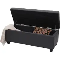 Mendler Aufbewahrungs-Truhe Kriens, Sitzbank Bank, Kunstleder, 45x114x45cm ~ grau matt