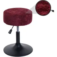 Mendler Hocker HWC-C22, Sitzhocker Schminkhocker, höhenverstellbar drehbar Ø 37cm Stoff Chenille (465g/m2) FSC ~ bordeaux