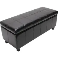 Mendler Aufbewahrungs-Truhe Sitzbank Kriens, Leder + Kunstleder, 112x45x45cm FSC-zertifiziert ~ schwarz