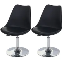 Mendler 2er-Set Drehstuhl Malmö T501, Stuhl Küchenstuhl, höhenverstellbar, Kunstleder schwarz, Chromfuß