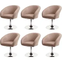 Mendler 6er-Set Esszimmerstuhl HWC-F19, Küchenstuhl Drehstuhl Loungesessel, drehbar höhenverstellbar Kunstleder taupe