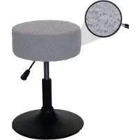 Mendler Hocker HWC-C22, Sitzhocker Schminkhocker, höhenverstellbar drehbar Ø 37cm Stoff Bouclé (450g/m2) FSC ~ grau