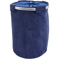 Mendler Wäschesammler HWC-C34, Laundry Wäschekorb Wäschebox Wäschesack Wäschebehälter mit Netz, 55x39cm 65l ~ cord blau