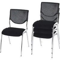 Mendler Besucherstuhl T401, 42304, stapelbar, Vierfußstuhl, Stoff/Kunststoff, schwarz, 4 Stück