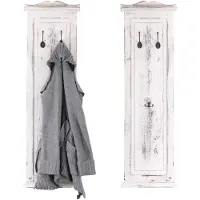 Mendler 2er-Set Garderobe T33, Wandgarderobe Garderobenpaneel, Wandhaken Holz 109x28x4cm ~ weiß shabby