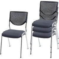 Mendler Besucherstuhl T401, 74801, stapelbar, Vierfußstuhl, Stoff/Kunststoff, grau/schwarz, 4 Stück