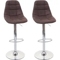 Mendler 2er-Set Barhocker HWC-A67, Barstuhl Tresenhocker, MVG- vintage dunkelbraun, Textil