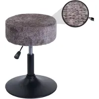 Mendler Hocker HWC-C22, Sitzhocker Schminkhocker, höhenverstellbar drehbar Ø 37cm Stoff Chenille (465g/m2) FSC ~ braun