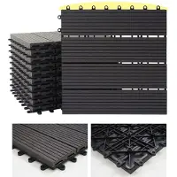 Mendler WPC Bodenfliese Rhone, Holzoptik Balkon/Terrasse, 11x je 30x30cm = 1qm ~ Basis, anthrazit linear