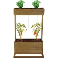 Mendler Hochbeet HWC-L72, Pflanzkasten Rankhilfe Pflanzkübel Blumenkasten, 145x85x50cm Outdoor Tanne Holz , braun
