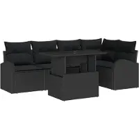 vidaXL Gartensofa-set 6 Stk. Schwarz Poly-Rattan