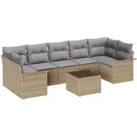vidaXL Gartensofa-set 8 stk. Beige Poly-Rattan