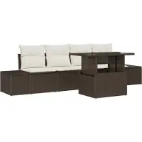 vidaXL Sofa Set 5 Stk. Braun und Creme Poly-Rattan