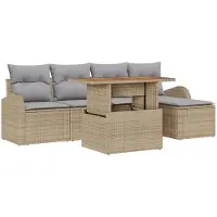 vidaXL Garten-Sofa-Set 6 Stk. Beige und Hellgrau