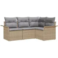 vidaXL Gartensofa-set 4 stk. Beige Poly-Rattan