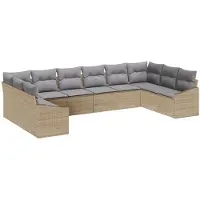 vidaXL Sofa Set 10 stk. Beige [Synthetisch]: Poly Rattan