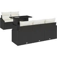 vidaXL Gartensofa-set 6 Stk. Schwarz und Creme Poly-Rattan