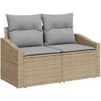 vidaXL Gartensofa-set 8 stk. Beige Poly-Rattan