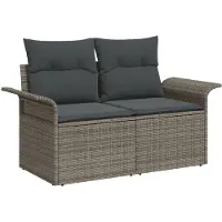 vidaXL Gartensofa-set 7 stk. Grau [Synthetisch]: Poly Rattan