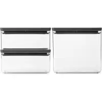 Brabantia Tasty+ Stapelbarer Vorratsbehälter - 1,5 + 1,5 + 3,5 L - Dark Grey (3er Set)