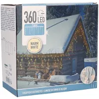 ECD-Germany LED Lichtervorhang 12m, 360 LEDs Warmweiß Eiszapfen Lichterkette LED Lichterkettenvorhang Innen/Außen Weihnachtsbeleuchtung Weihnachtsdeko