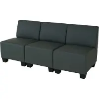 Mendler Modular 3-Sitzer Sofa Couch Lyon, Kunstleder dunkelgrau, ohne Armlehnen
