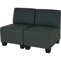 Mendler Modular 2-Sitzer Sofa Couch Lyon, Kunstleder dunkelgrau, ohne Armlehnen