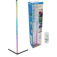Grundig LED Stehleuchte - Stehleuchte 140cm - Dimmbares RGBW und weißes Licht - Inkl. Fernbedienung und Musiksensor