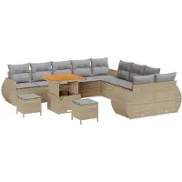 vidaXL Garten-Sofa-Set 13 stk. 13-Sitzanzahl Beige und Hellgrau