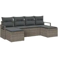 vidaXL Sofa Set 6 Stk. Grau Poly-Rattan