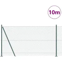 vidaXL Maschendrahtzaun mit Betonsockel 10 x 1,2 m Grün Netz