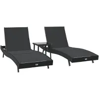 vidaXL Sonnenliege 3 pcs Schwarz 197 x 70 x 82 cm Poly-Rattan