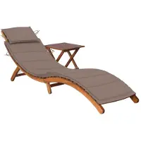 Helloshop26 - Sonnenliege Deckstuhl Sonnenbett Gartenbett Terrassenmöbel mit Tisch und Kissen Akazienholz 02_0012616