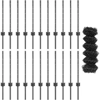 vidaXL Maschendrahtzaun mit Pfosten 25 x 0,6 m PVC-beschichteter Stahl