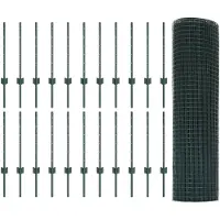 vidaXL Geschweißter Drahtzaun mit Pfosten 50 x 0,6 m Grün Netz