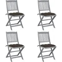 vidaXL Klappbare Gartenstühle 4 Stk. mit Kissen Massivholz Akazie