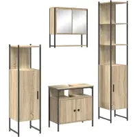 vidaXL Badezimmermöbel-Set 4 stk. Sonoma-Eiche 33 x 33 x 185,5 cm