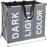 Wenko Wäschesammler Trio Grau, Wäschekorb, 130 l Wenko
