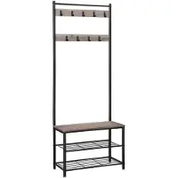 Helloshop26 Garderobe mit Bank und Schuhregalen, Haken, Metallrahmen