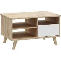 Sonstiges TV-Schrank - VANKKA - Eiche / Mattweiß - 124,4 x 41,7 x 54,3 cm